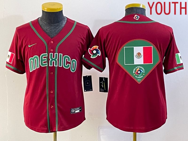 Youth 2023 World Cub Mexico Blank Red Nike MLB Jersey11